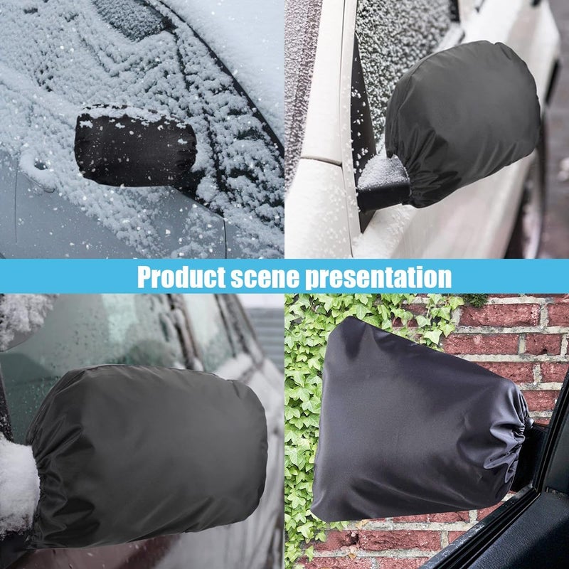 GLSOWEE 2PCS Car Side Mirror Covers - Waterproof Snow Mirror Cover Protects from Ice Snow Frost Dew Rain Bird Poop - Silver Coated Rearview Protection Cover Winter Snowproof Accessories for Cars Trucks SUVs - Image 5